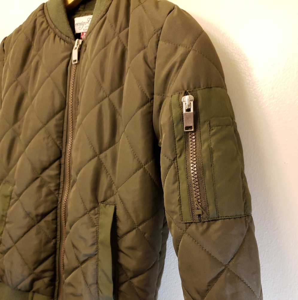Quilted Bomber Jacket Size 7 Army Green
